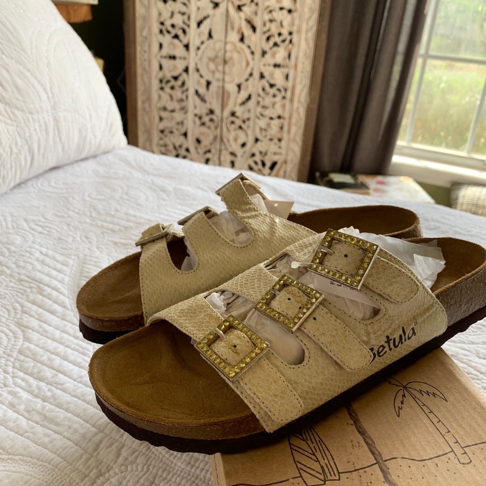 Betula Birkenstock Cream Sandals